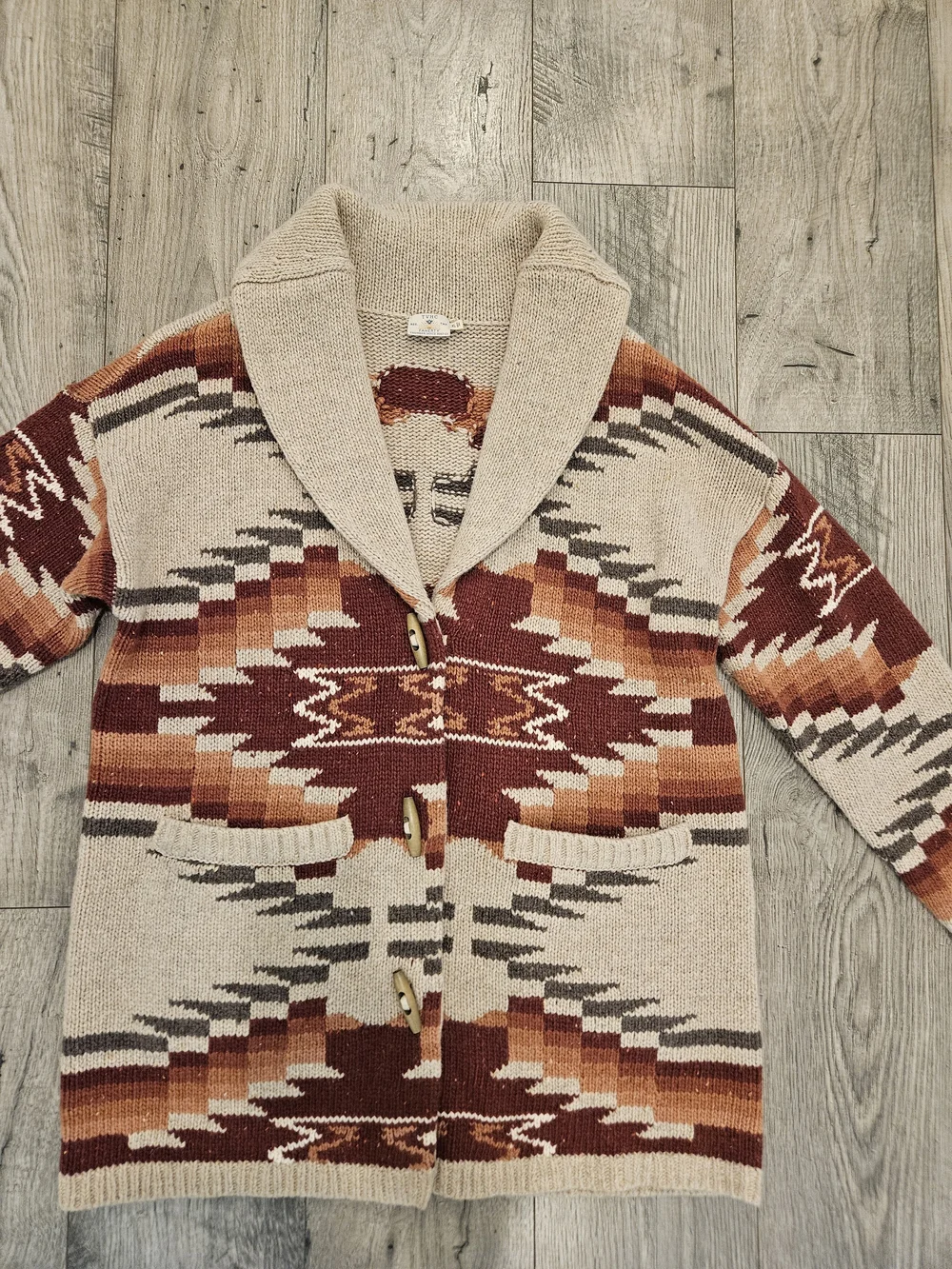 Faherty X Lehi Thunder Voice Eagle Woodland Wool Blend Cardigan In Sunset Sz.XL